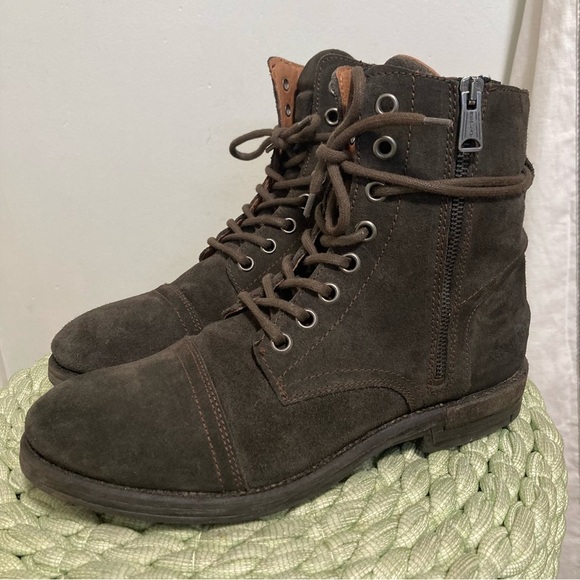 Replay Pack Brown Suede Lace Up Military Utility Combat Mid Boots - Picture 3 of 11